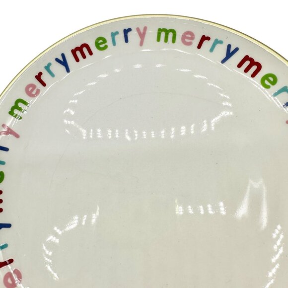 H For Happy Merry Merry Polka Dot Ceramic Serving Set 2 Plates 1 Tray 1 Canister - Picture 3 of 15